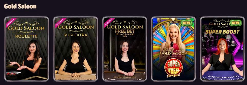 Jogos ao vivo no salão Gold do casino Dragonia